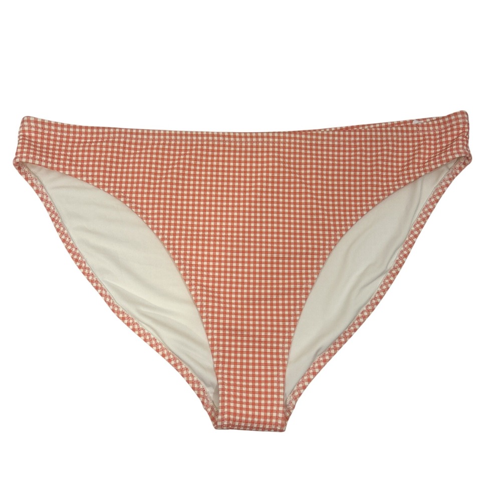 Old Navy Women 3X Bikini Bottom Orange White Gingham Midrise Textured New Tags